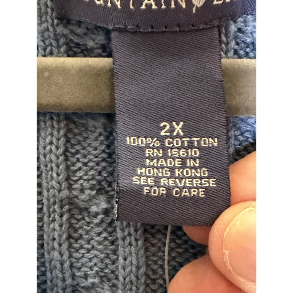 Mountain Lake‎ Cable Knit Sweater Womens 2X Blue NWT Cotton V-Neck Long Sleeve - Picture 3 of 4